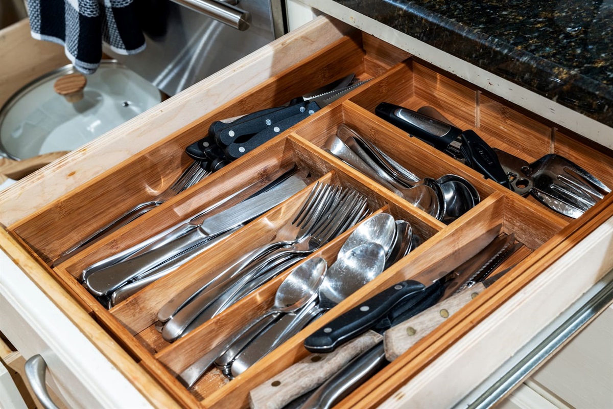 Everything you need—from steak knives to bottle openers—beautifully organized in a bamboo insert.