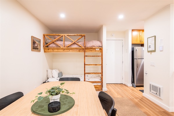 Custom bunk beds and dining space