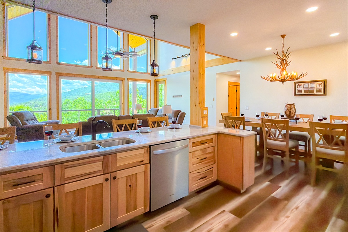 Plenty of space in the fully stocked kitchen