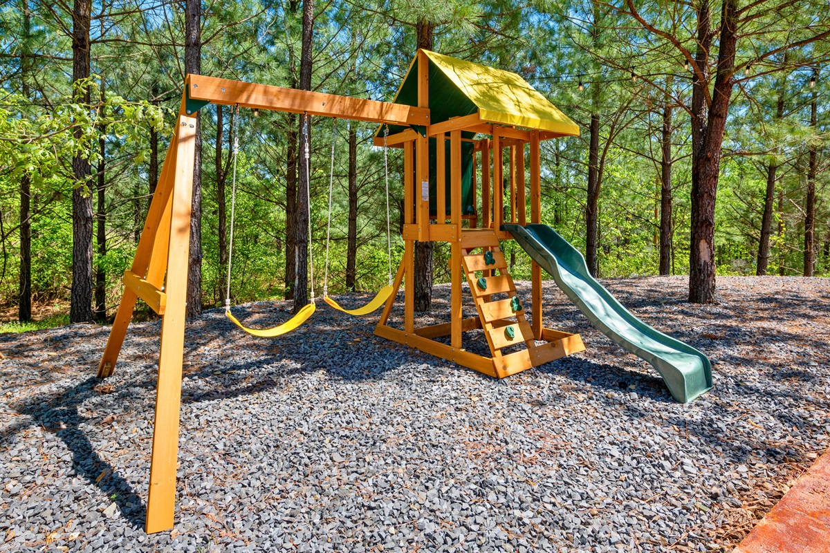 The children's adventure playground is a haven of fun, allowing imagination to run wild in a safe environment.