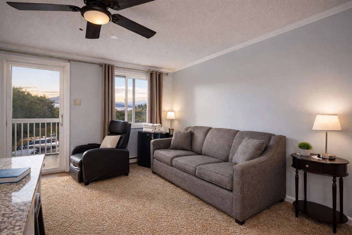 Kick back on the comfortable sleeper sofa.