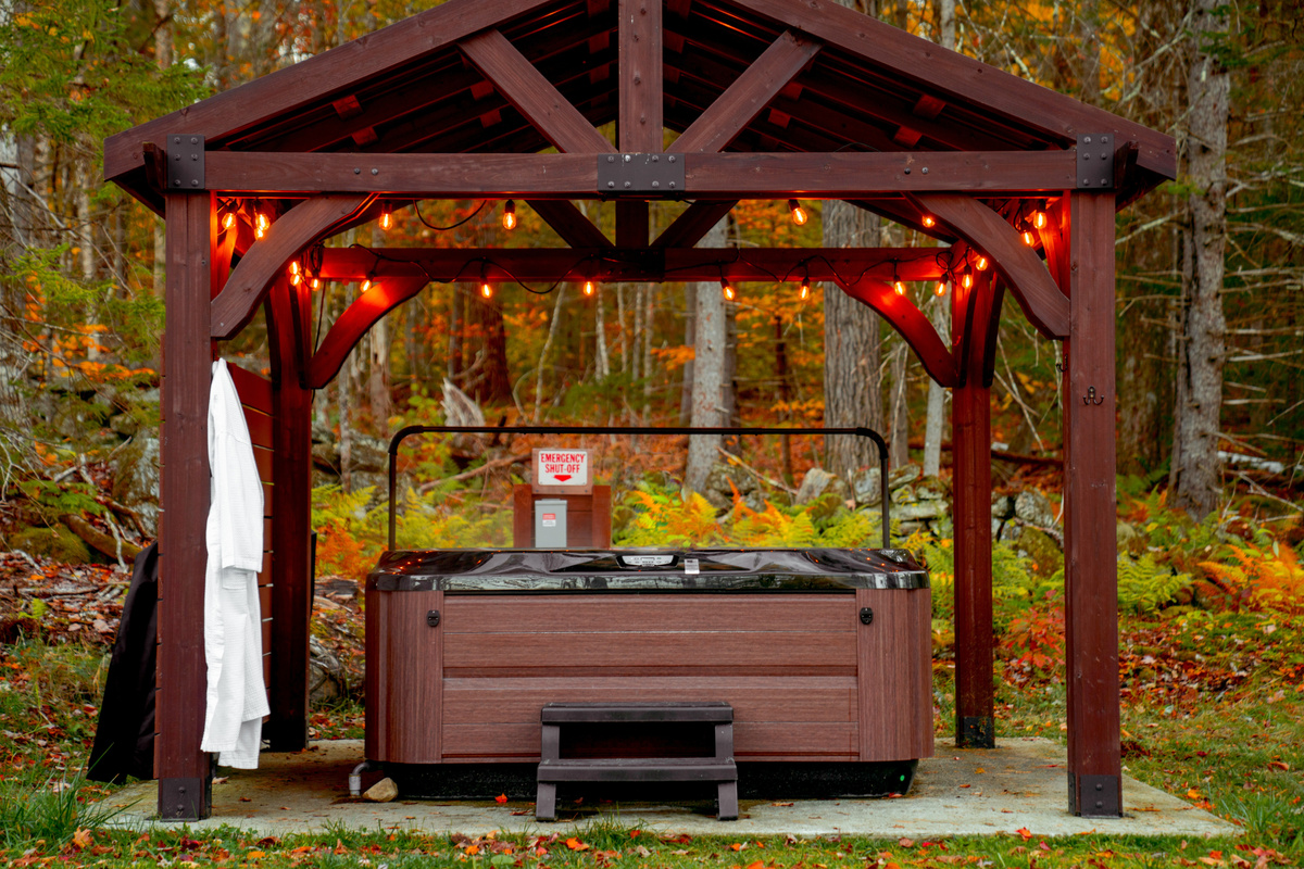 Relax in our retreat's hot tub, open to guests year round
