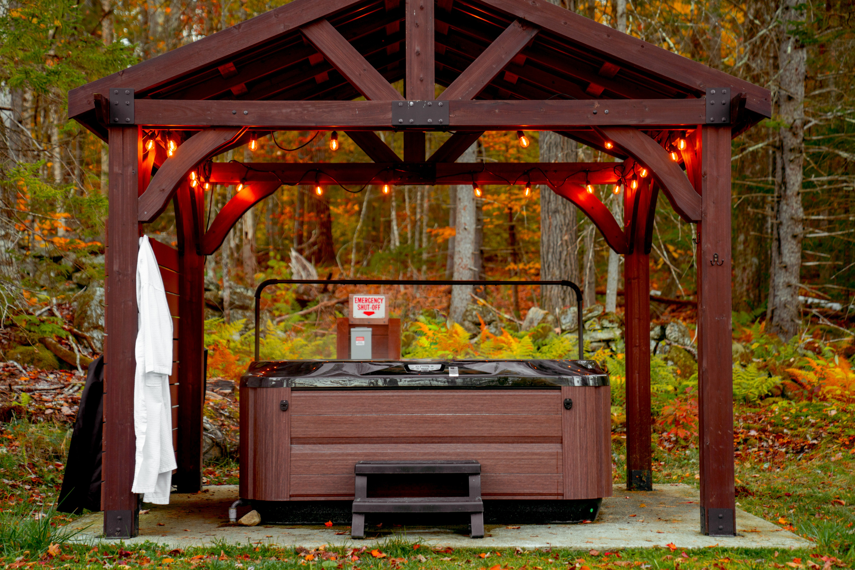 Relax in our retreat's hot tub, open to guests year round