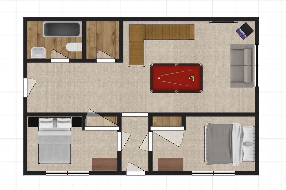 Basement level floor plan.  Please note this is not to scale.