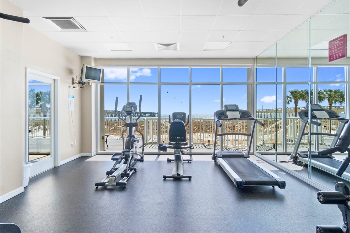 Featuring a variety of exercise equipment, the fitness center allows you to stay on track while away from home.