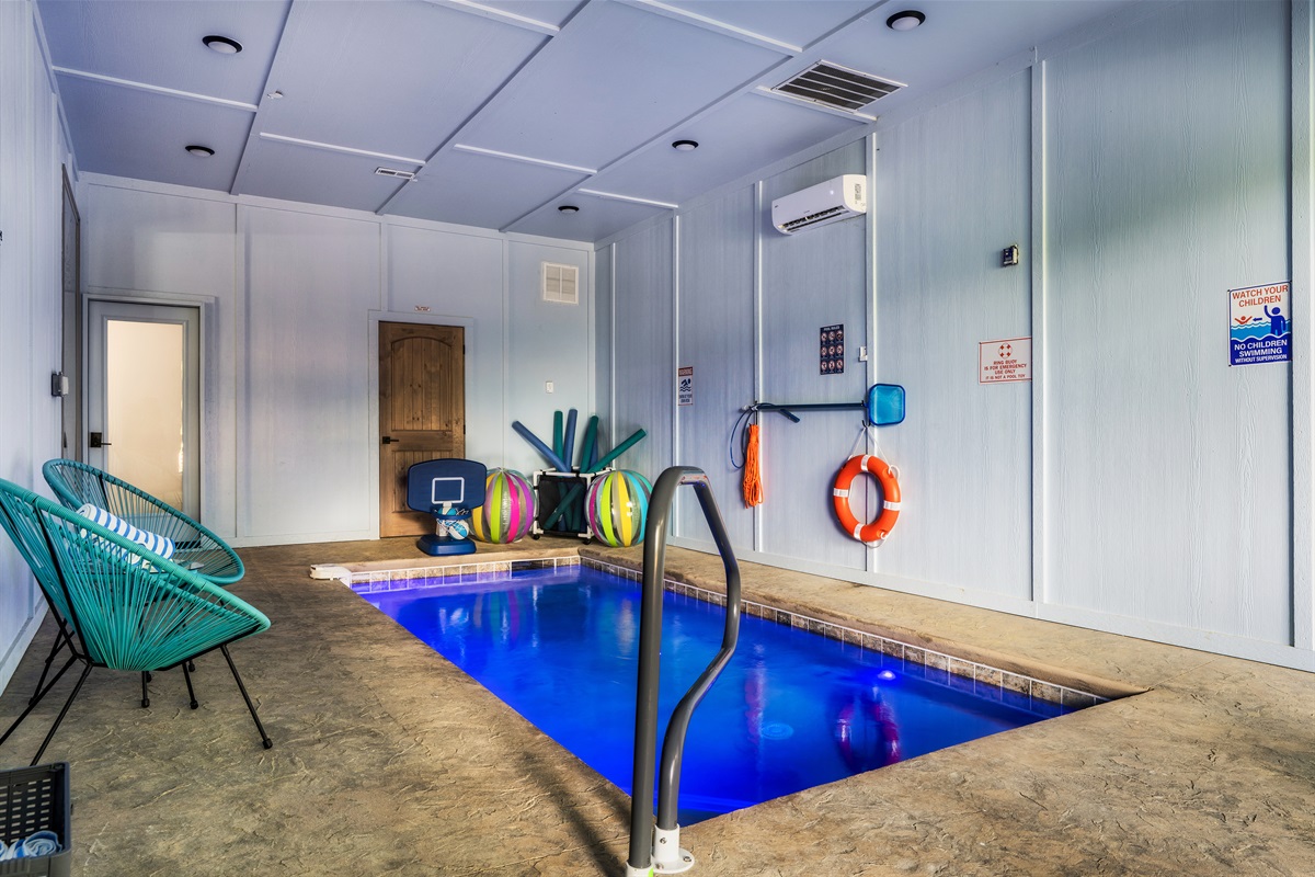 Spacious indoor heated pool perfect for year round enjoyment
