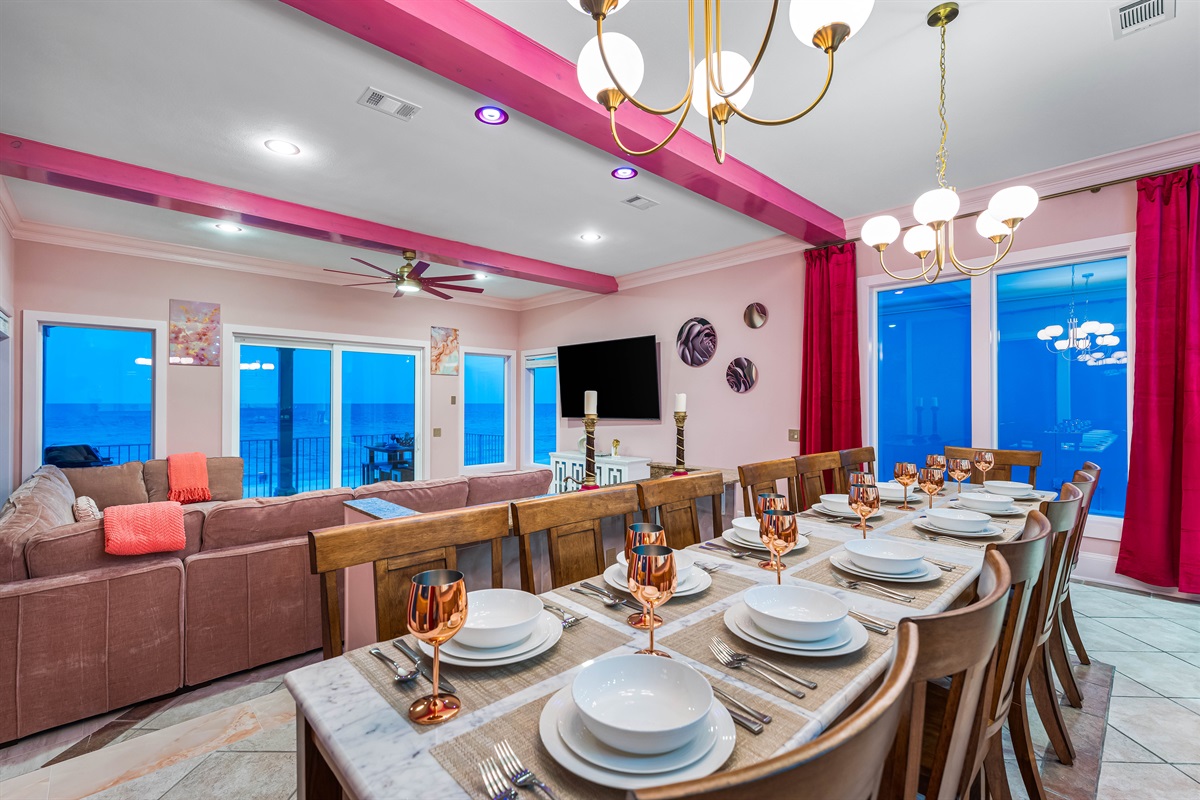 Beachfront Open Concept Dining | Living Room | Second Floor