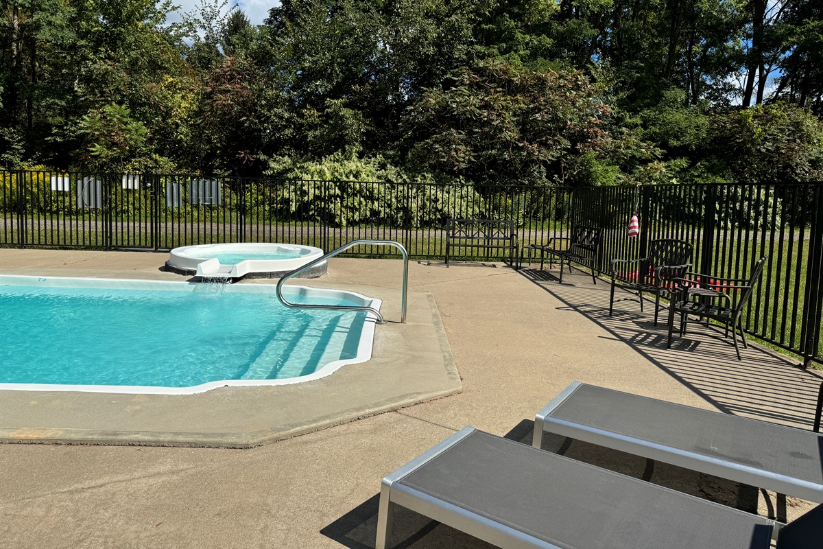 Shared (with two other rentals on site) heated slat-water pool. 