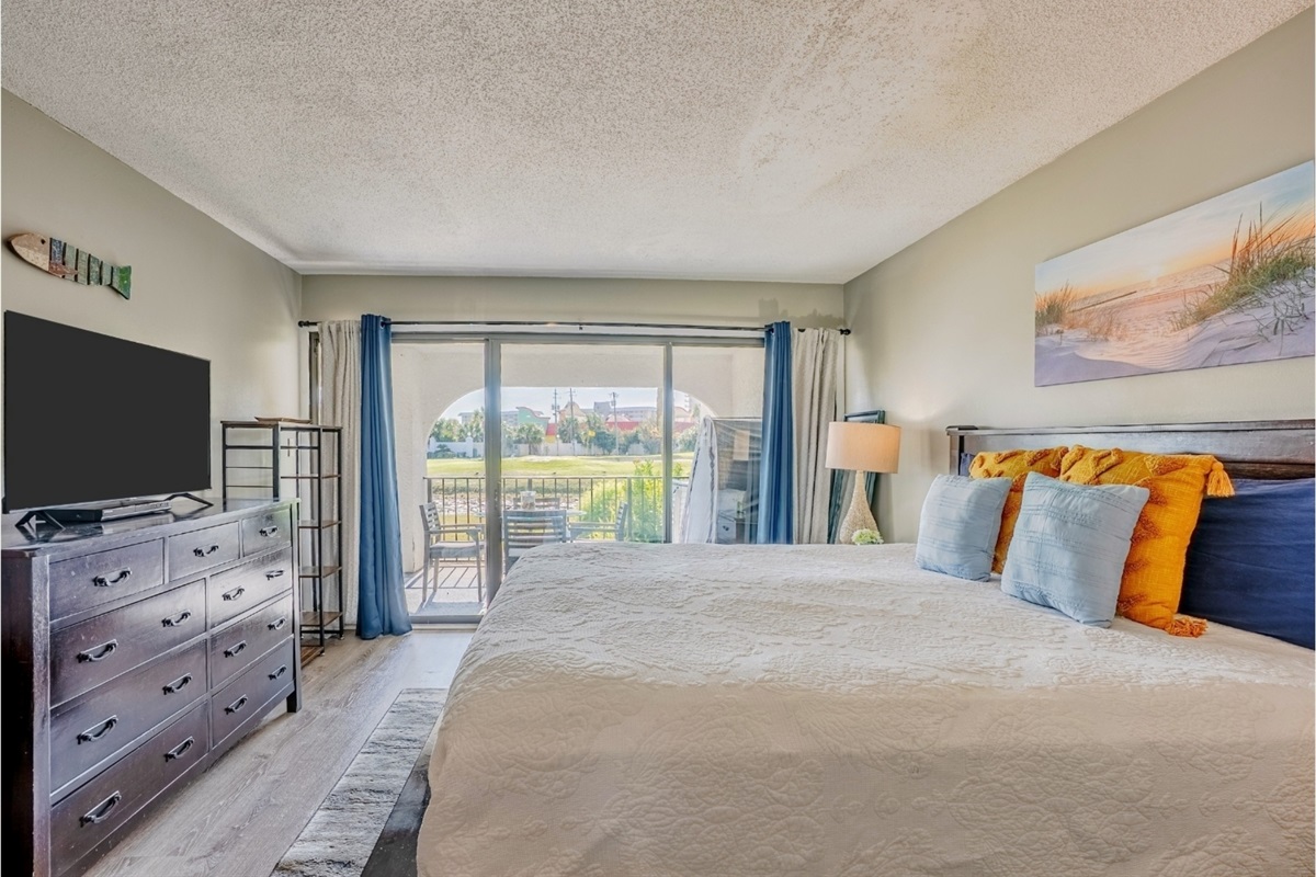 King bedroom with smart TV