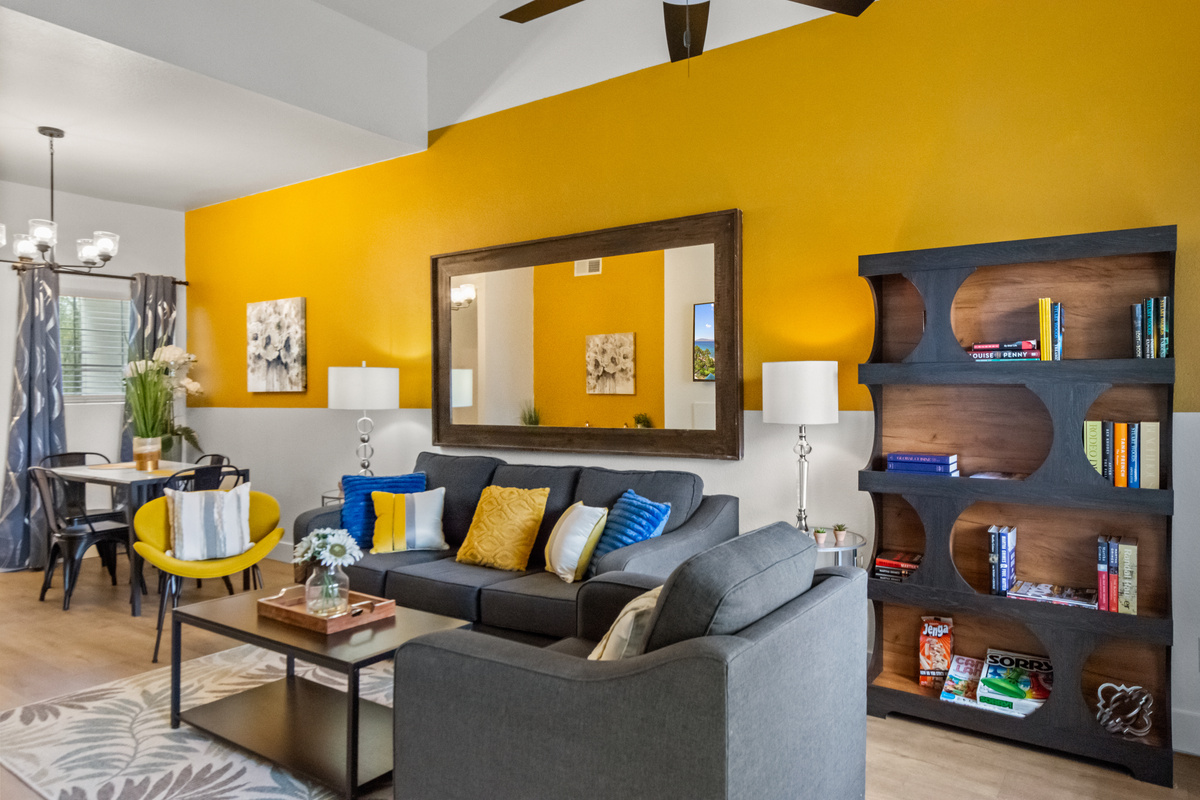 Open-concept living room perfect for relaxing after a day of exploring.