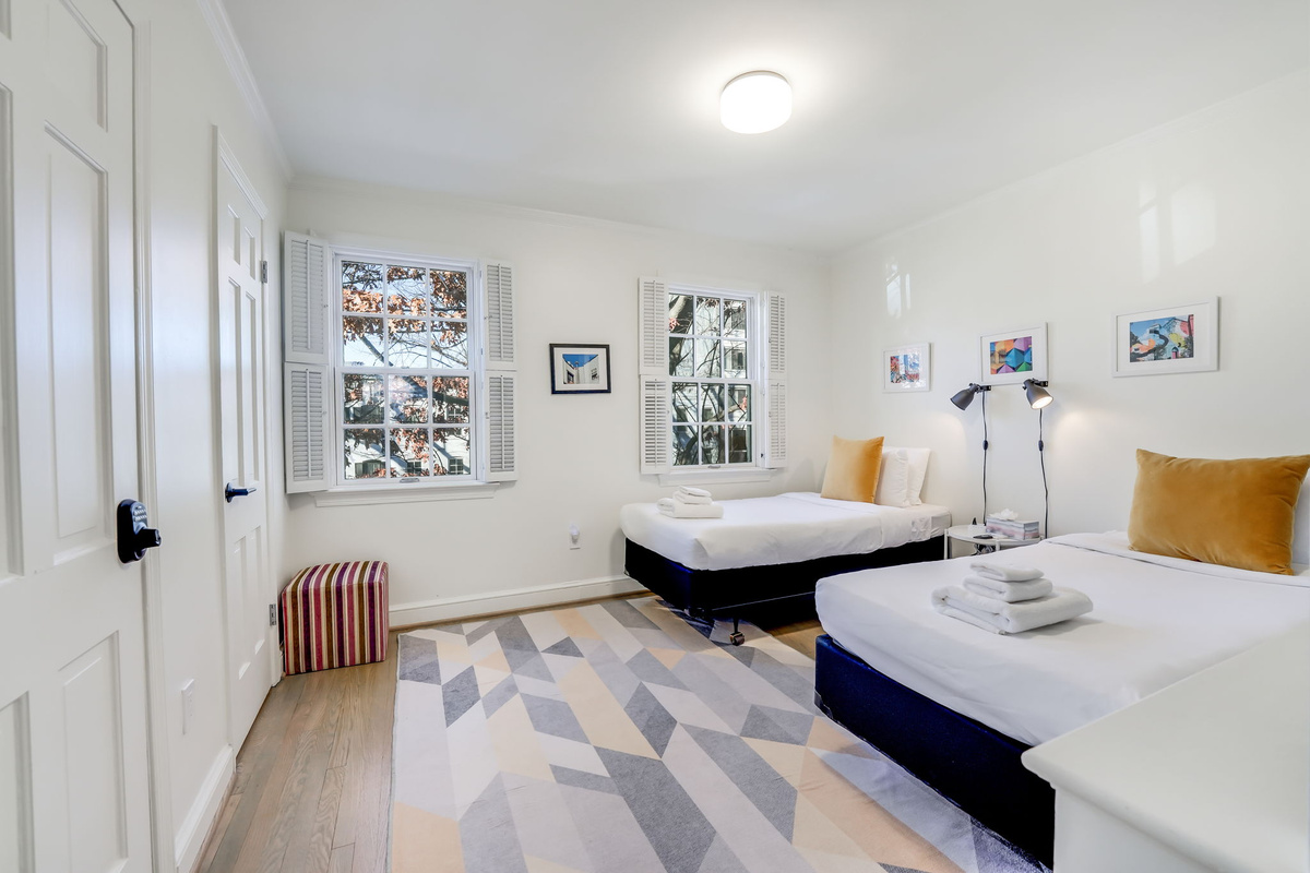Front Guest Bedroom: Twin Beds Option, Overlooks Quiet Treelined Street.