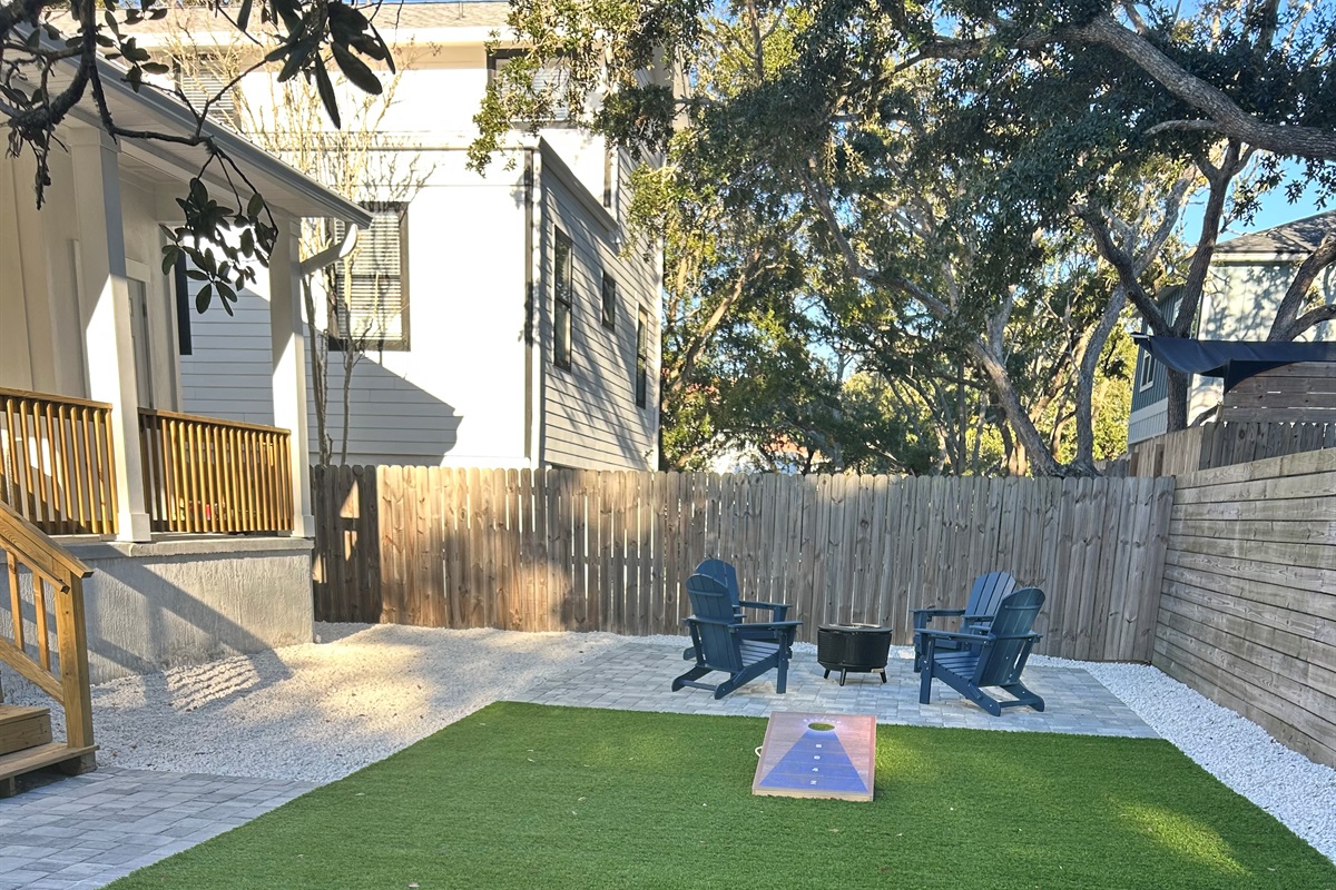 Play some corn hole or hang by the fire pit