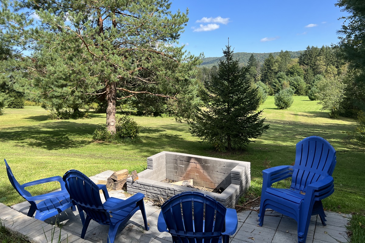 Fire pit and view of rolling hills