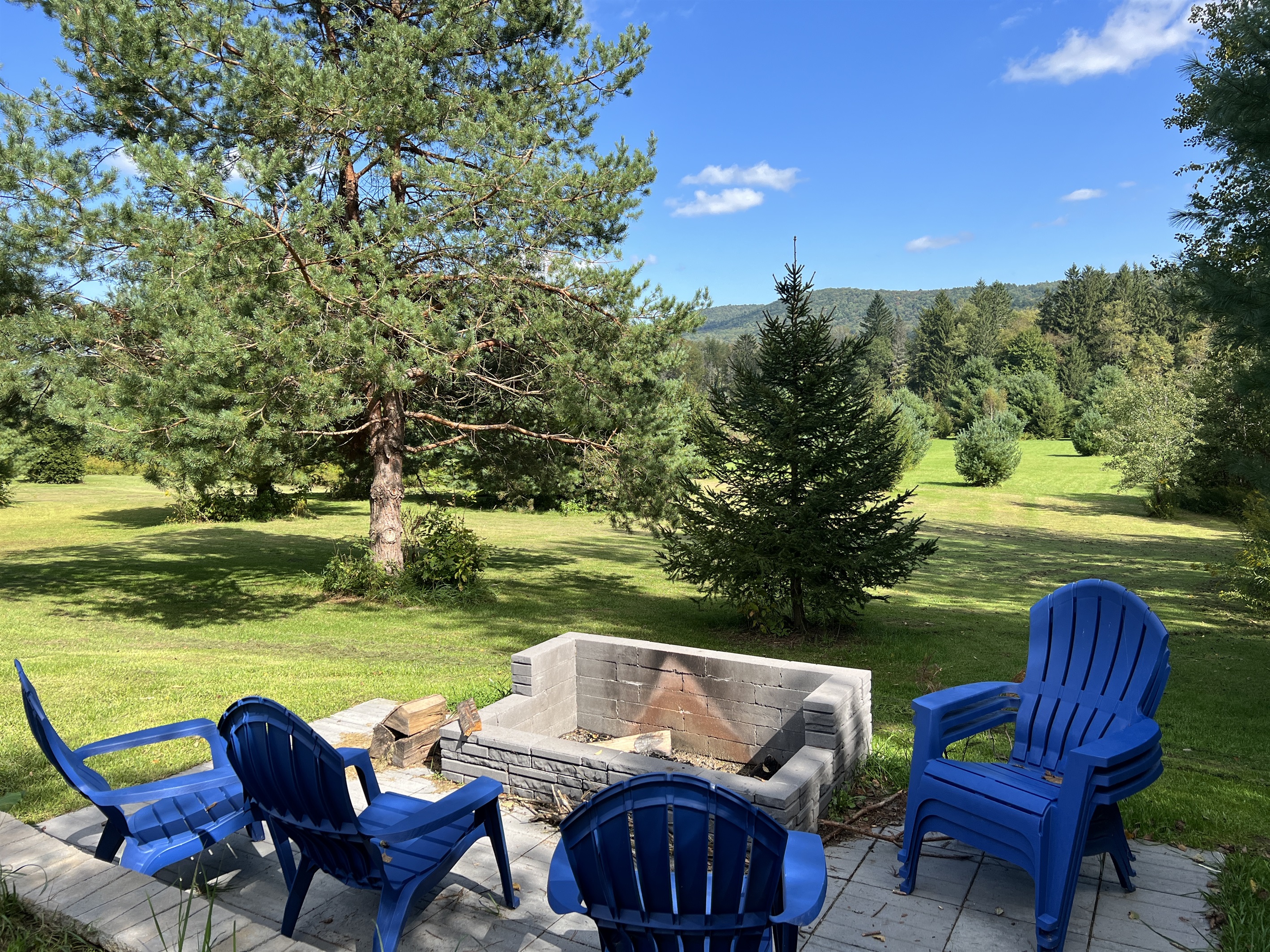 Fire pit and view of rolling hills