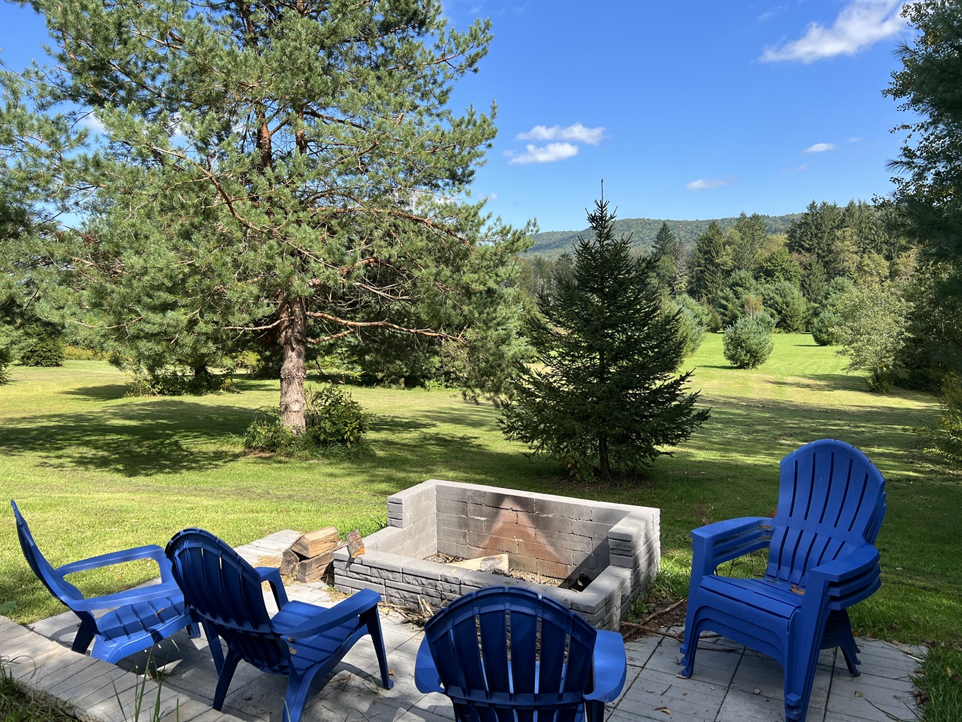Fire pit and view of rolling hills
