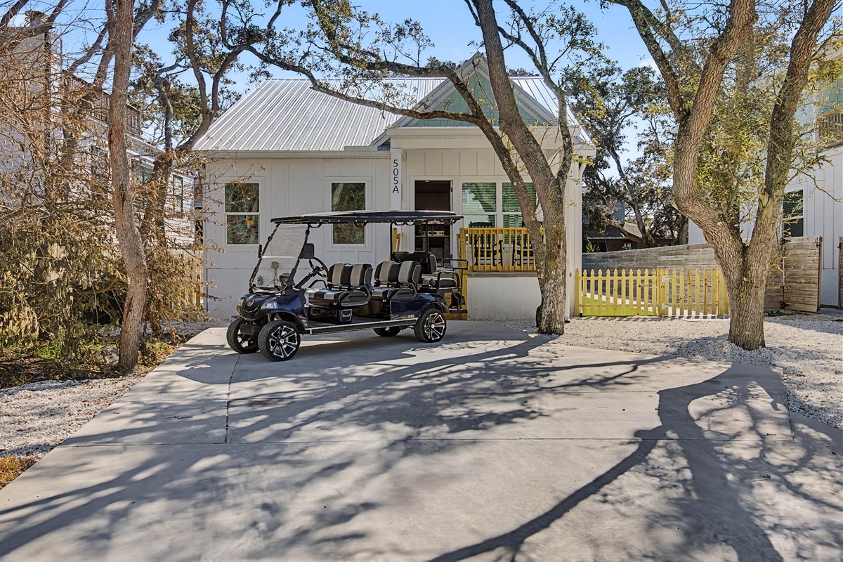 golf cart rentals available for beach, park and restaurant trips