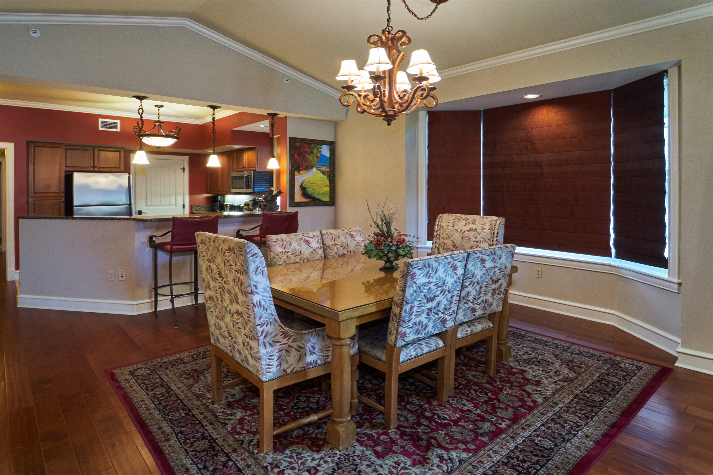 Dining Table with Seating for 6 and Three Bar Stools