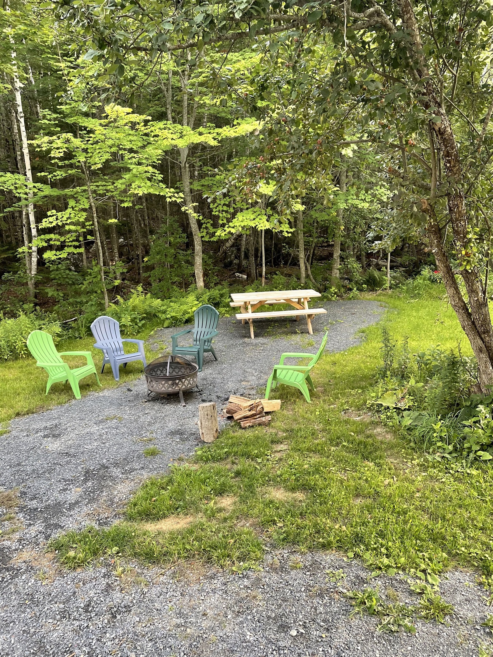 Fire pit,  grill, and plenty pf space to sit and relax by the brook in the back.