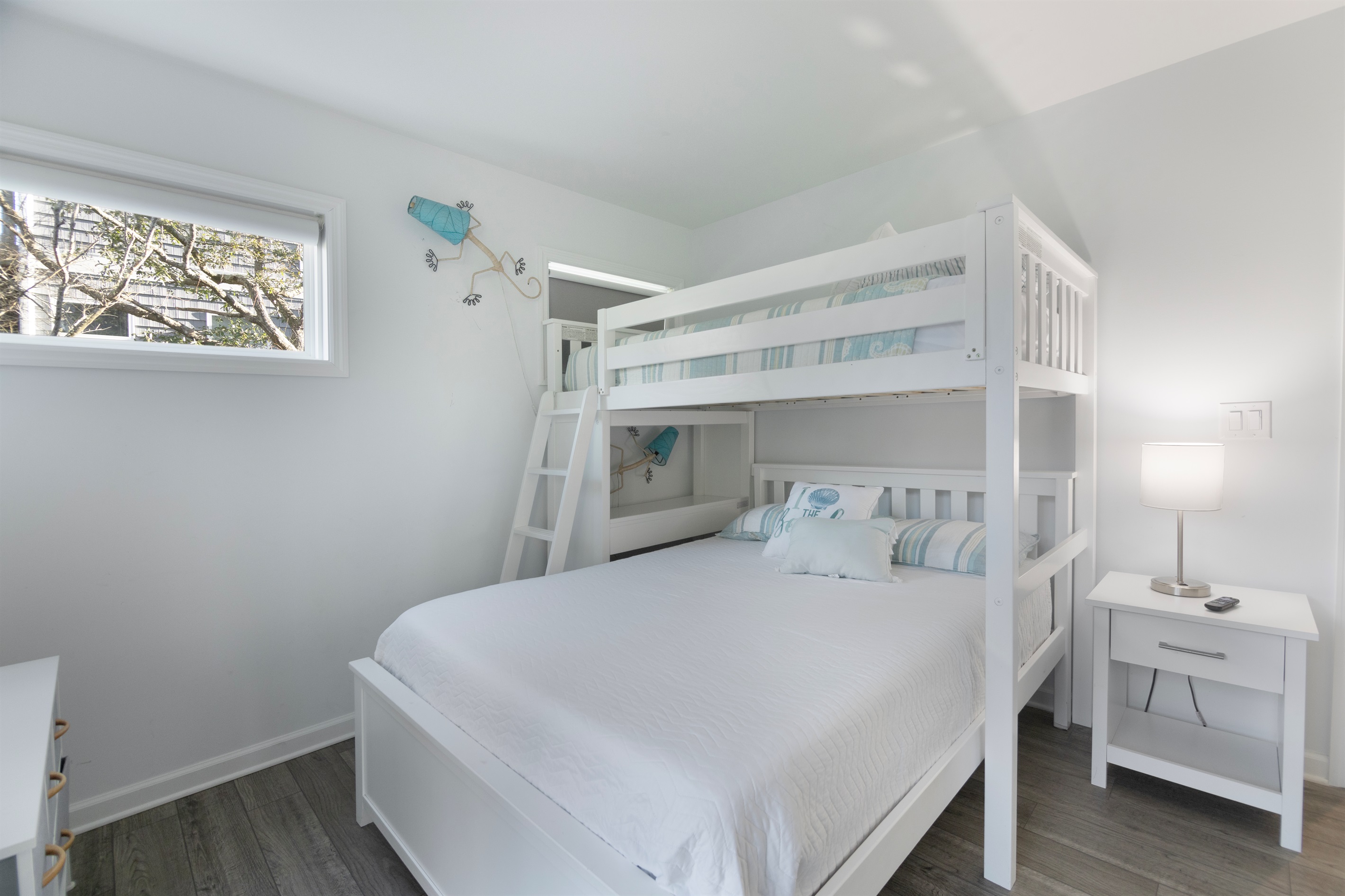 A twin over Queen bunk bed - perfect for kids or extra guests