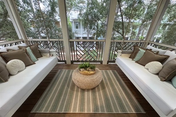 Secluded porch off the master, perfect for quiet moments.