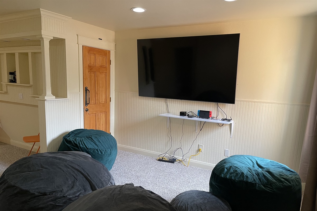 HUGE TV with Nintendo Switch in basement