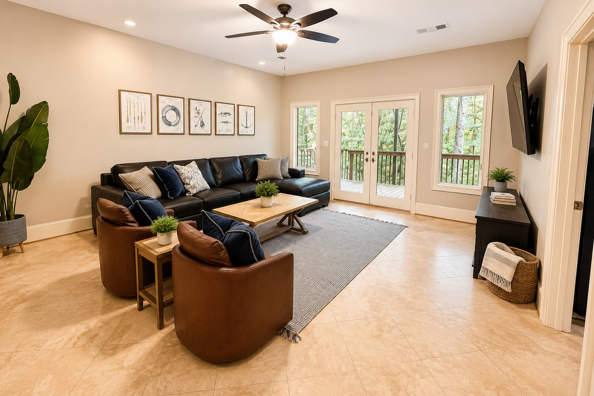 A perfect hangout space for game nights, movie nights, or relaxing with the whole group.