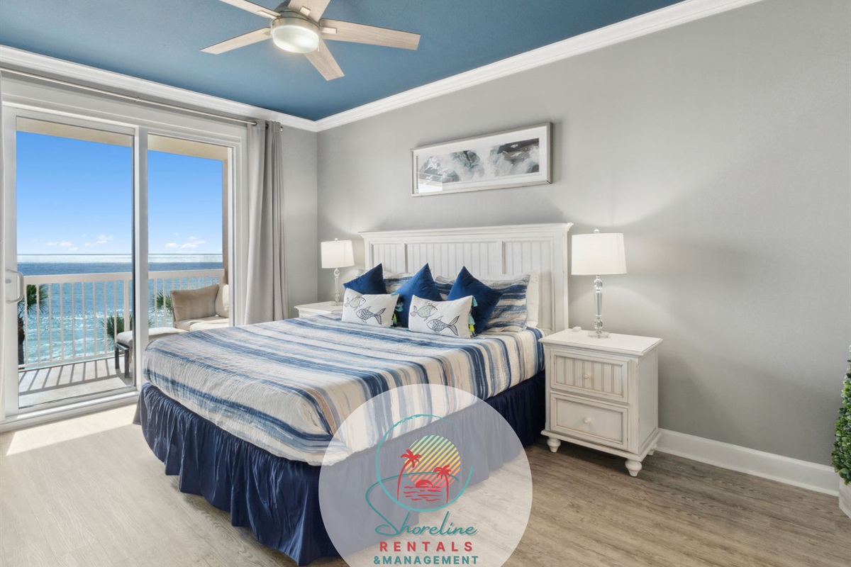 Master Bedroom With King Bed & Balcony Access