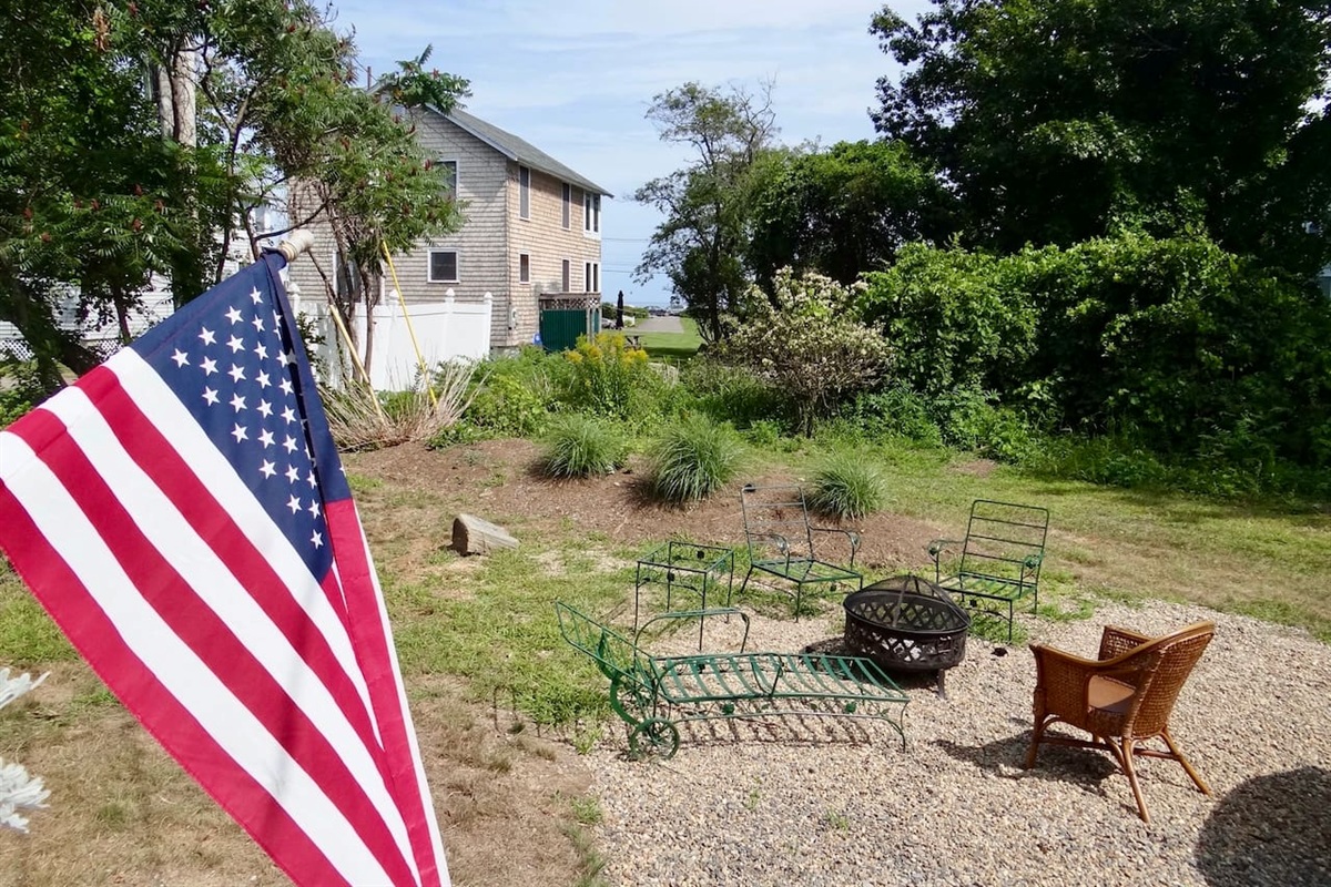 Backyard with fire pit!