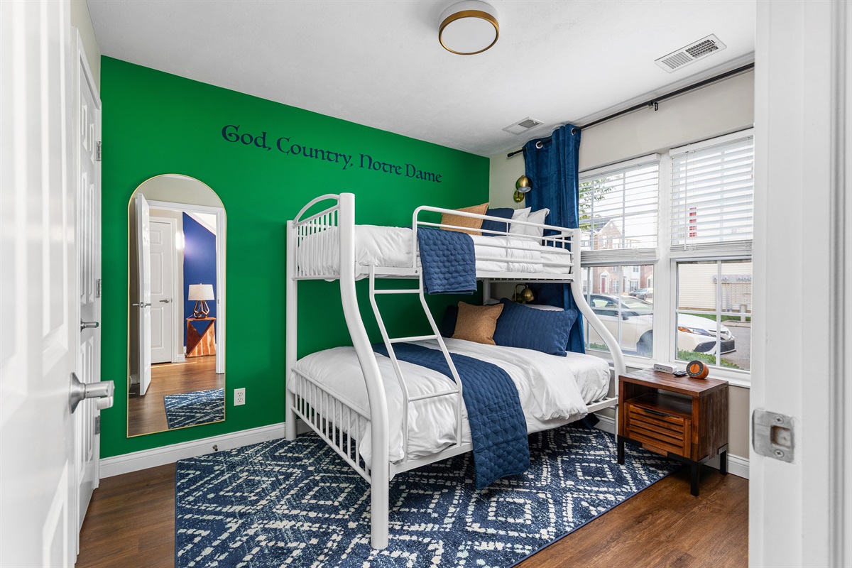 Bedroom 3 Twin over full bunk bed on 1st floor with private bathroom (shower only)