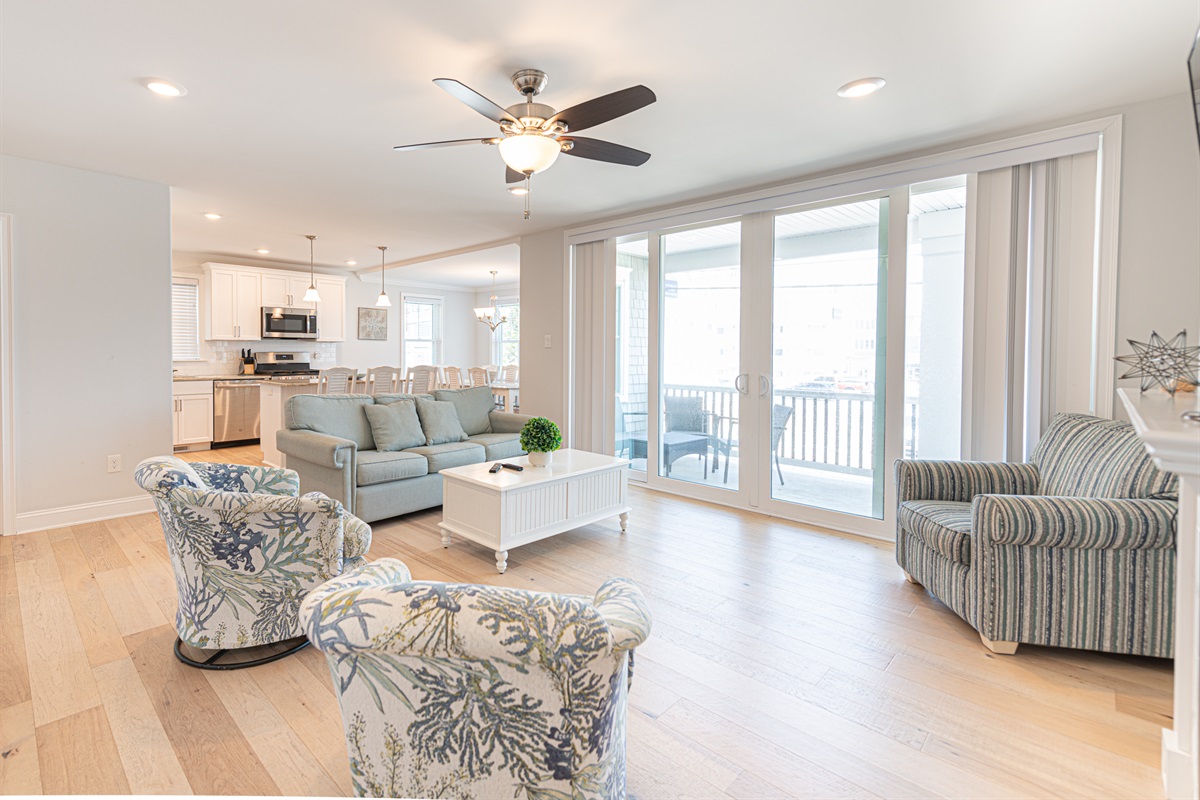 Living room with flat screen TV and sleeper sofa