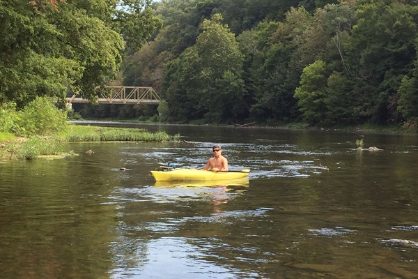 Coming Back From a Float in front  of our home.  Typical summer water levels.