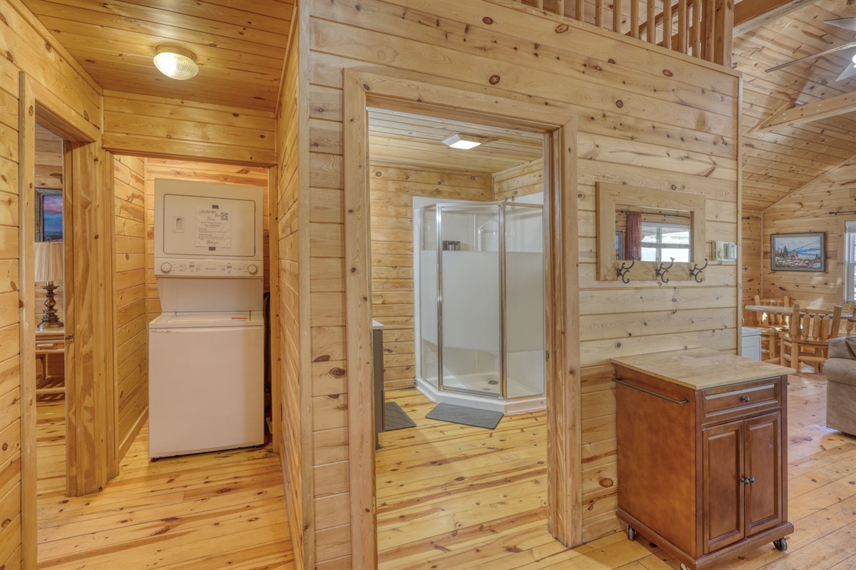Laundry area and bathroom