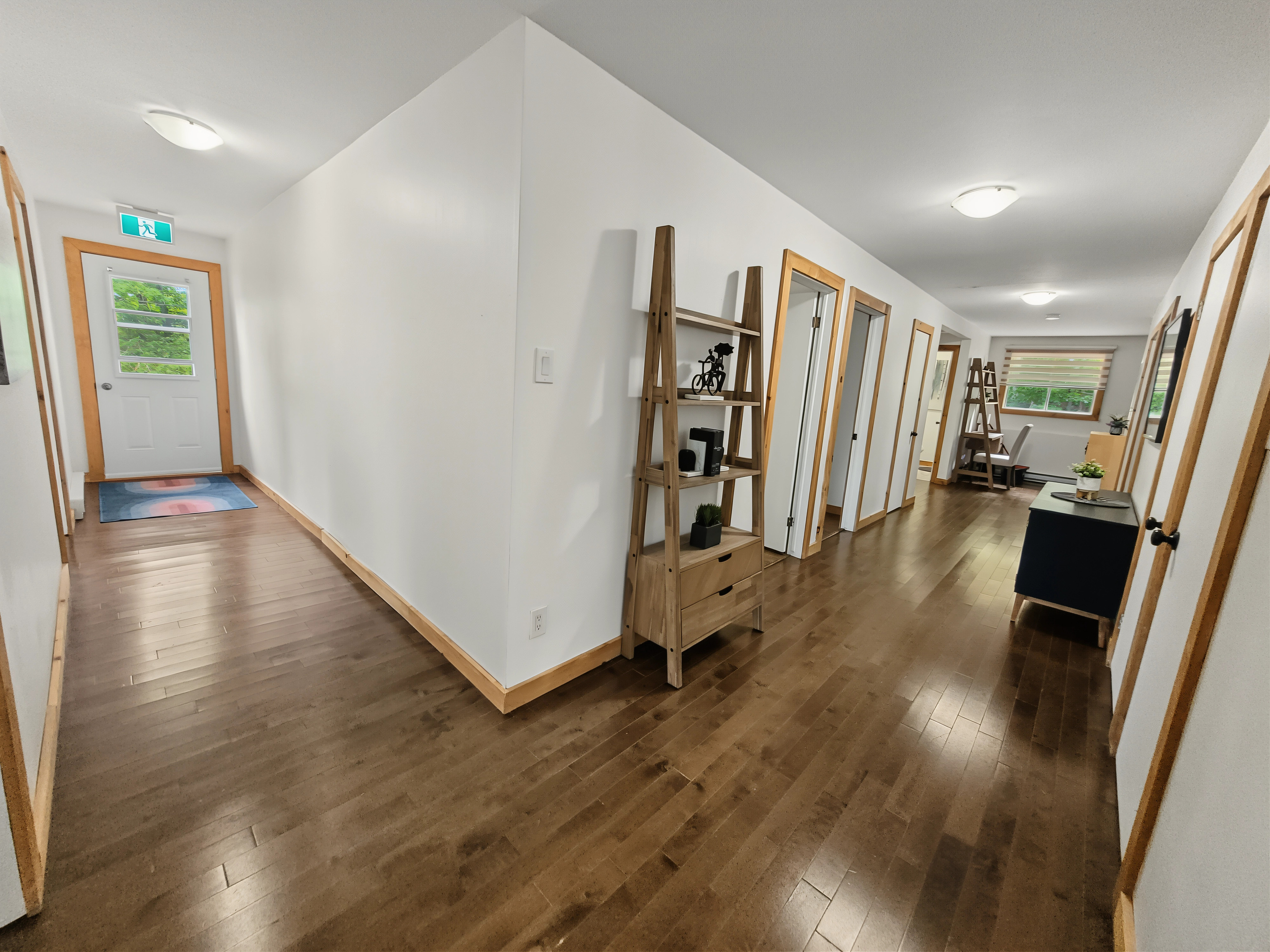 Upstairs hallway with access to outdoor stairway
