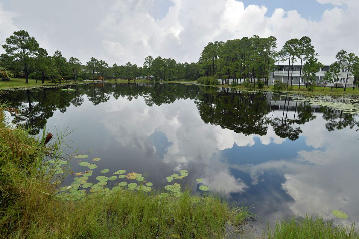 Resort borders a private lake