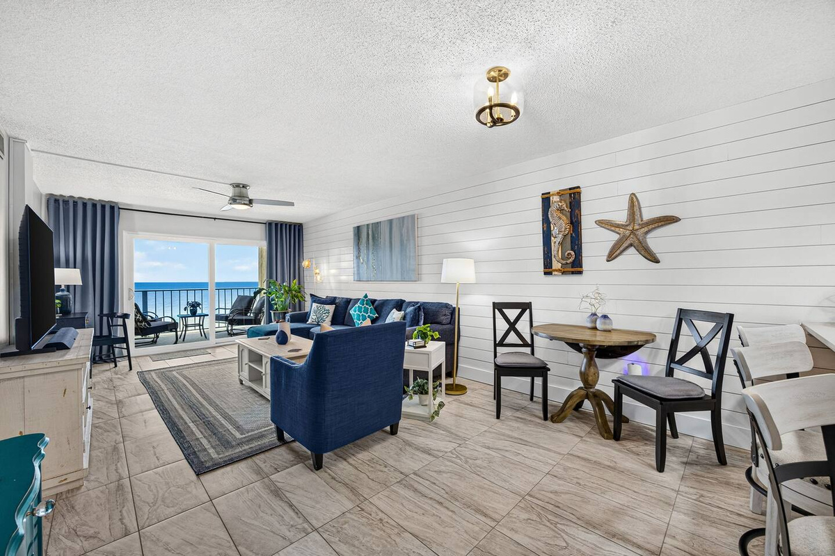Enjoy Gulf views from spacious living room