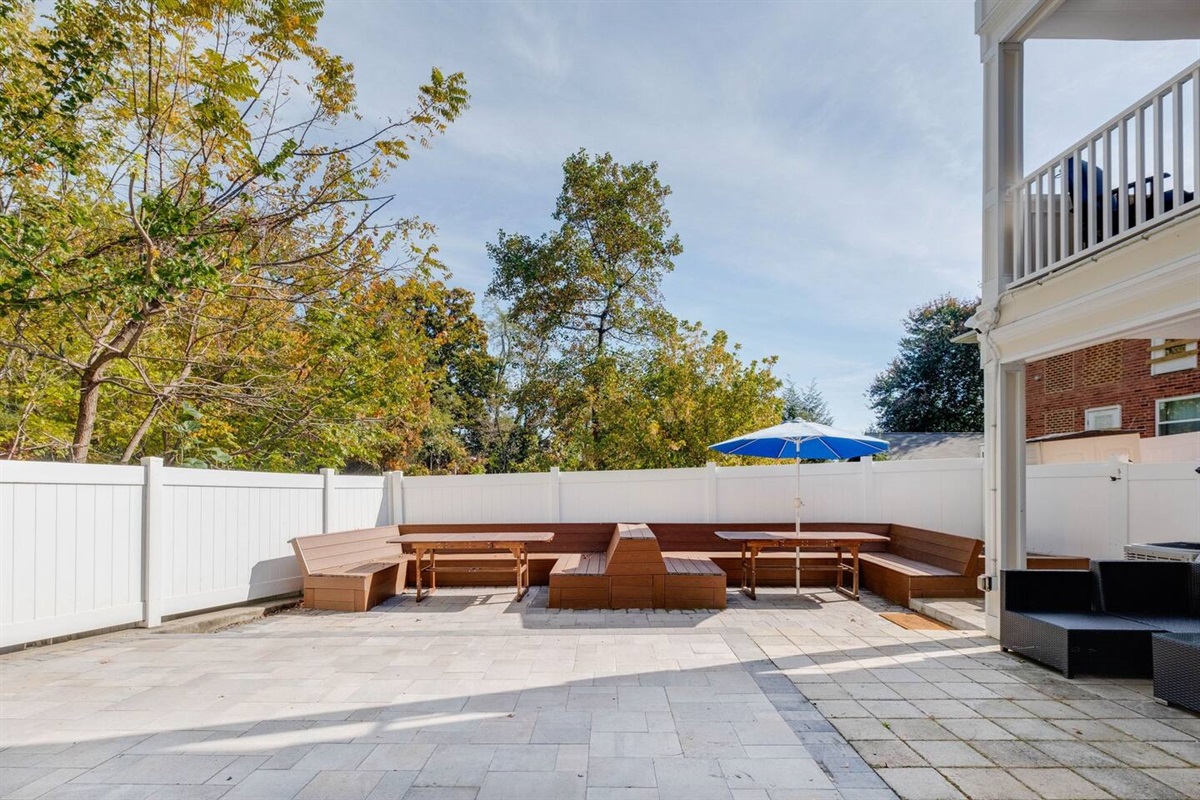 Take a breath of fresh air, watch the leaves change color in the huge backyard with benches and space to dine. 
