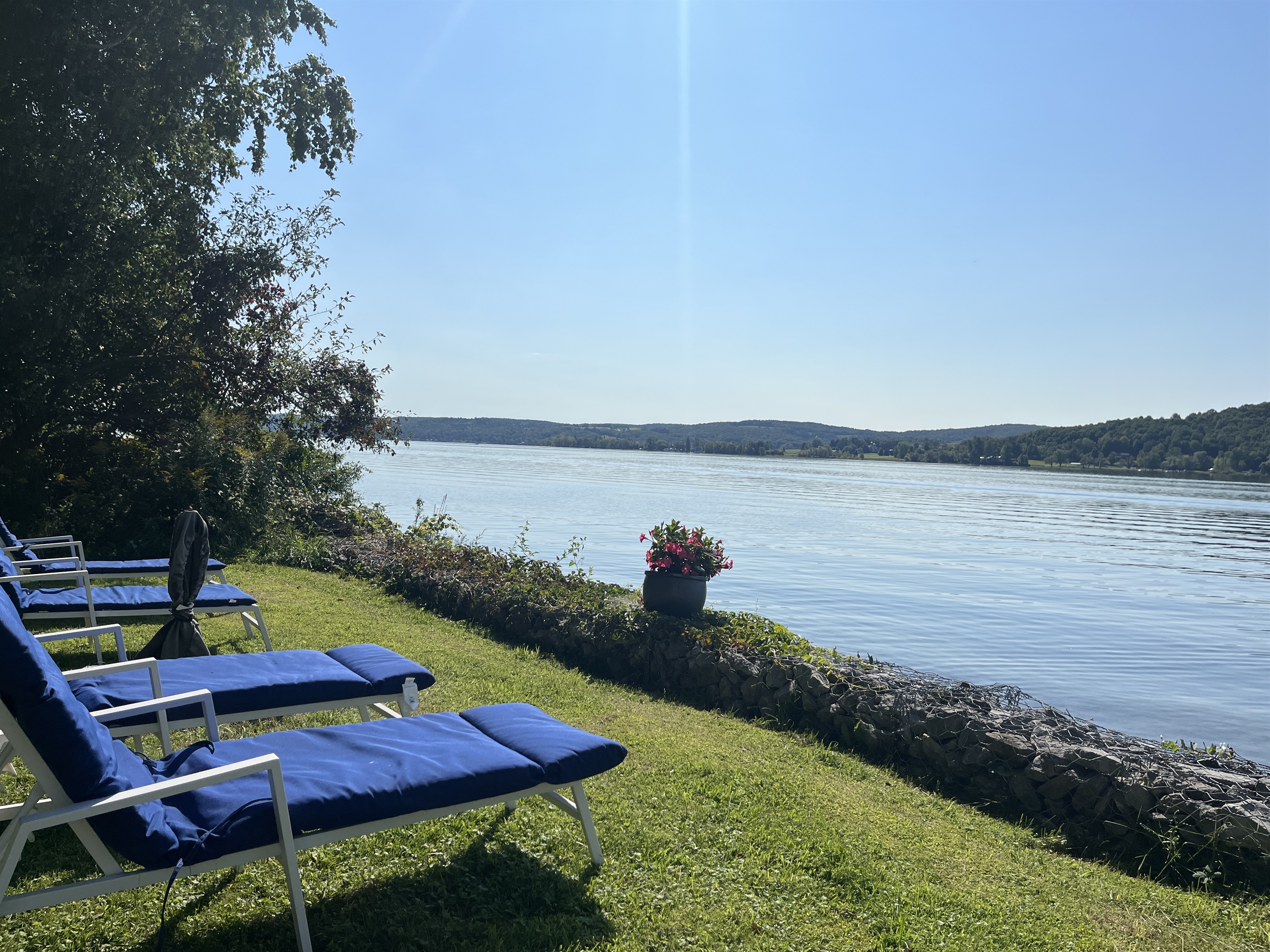 Lounge chairs by the water