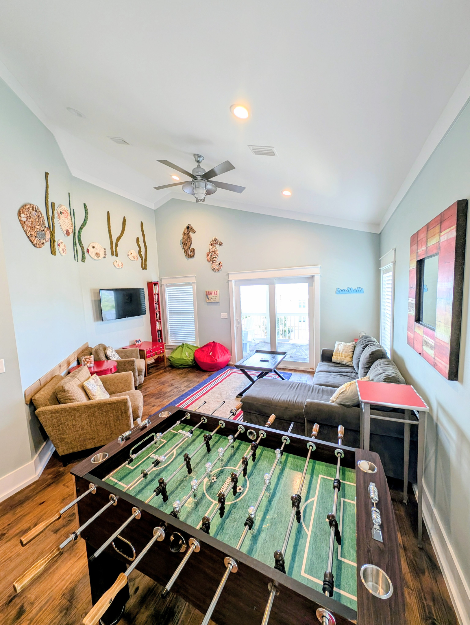 Arcade game, foosball and dozens of puzzles and board games provide entertainment for all ages no matter the weather!