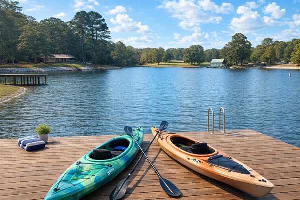 Two kayaks included — paddle straight from your private dock.
