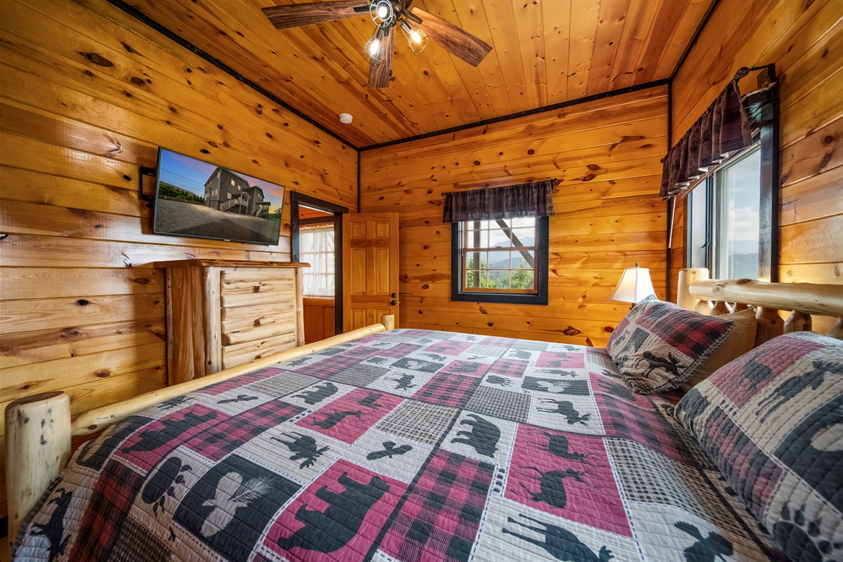 Each bedroom has a king mattress from the Bellagio Hotel Collection, large closet, large T/V, 2 night stands and views out every window.