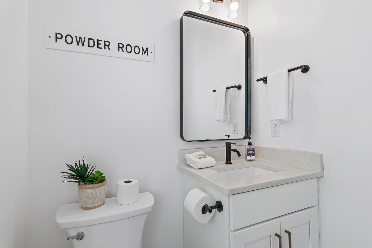 Bright Powder Room with Modern Finishes