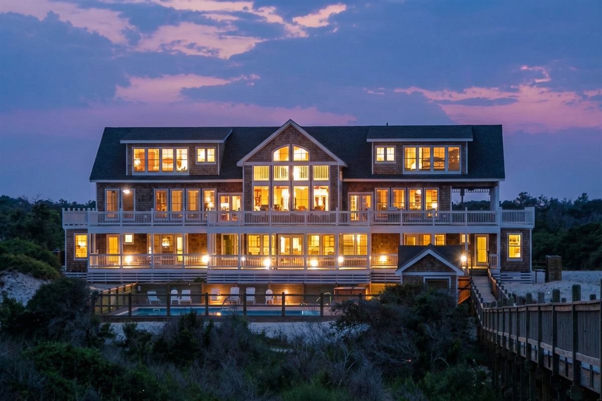 Mark Twain Evening View — Where Luxury Meets the Atlantic | Event-Ready Estate | Corolla 4x4, OBX