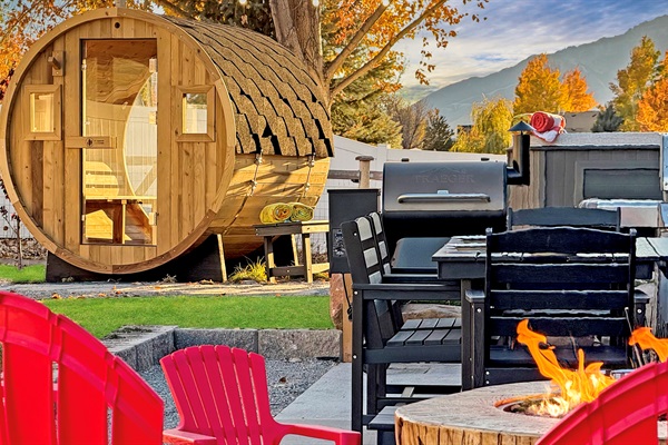 Adventure-ready, relaxation-bound. Your private sauna  hot-tub, Weber and Traeger and fire pit await the day's tales.