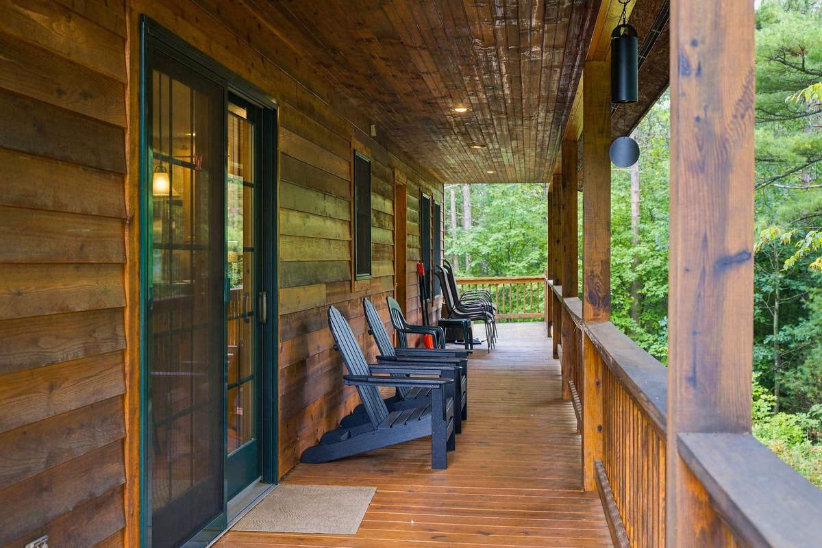 Settle into an Adirondack chair and enjoy the quiet woodland setting with mountain views.