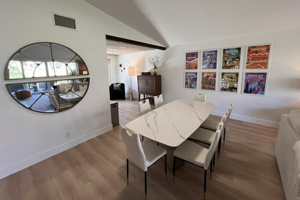 Great flow for an easy, relaxing stay at the villa.  Large dining table seats 8.