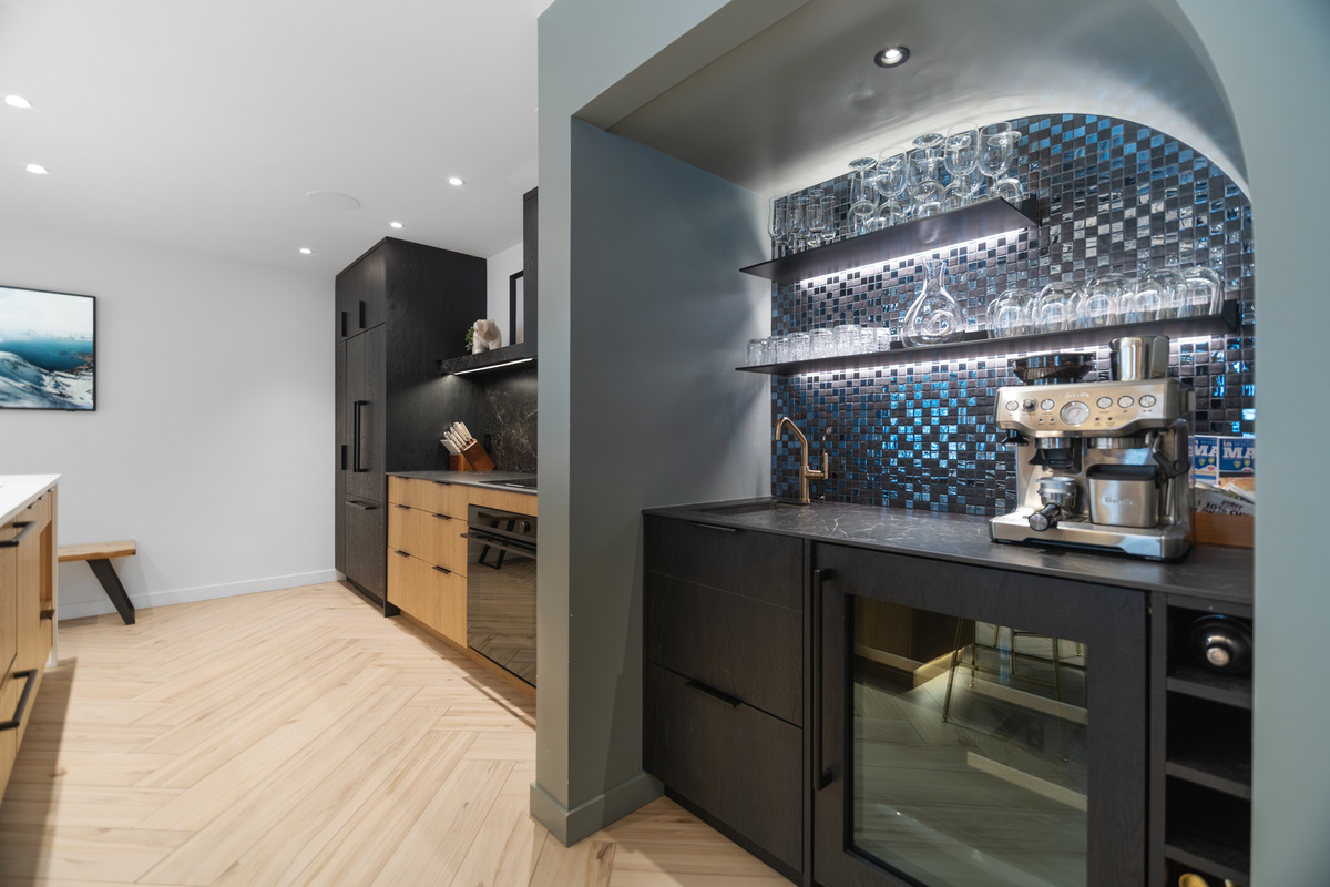Coffee and wine bar with espresso machine