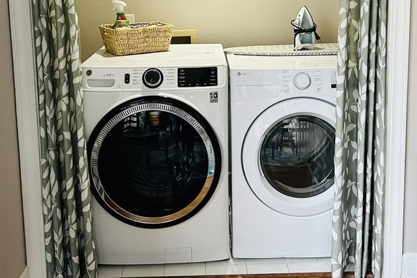 Dedicated washer/dryer area - detergent, dryer sheets, iron, ironing board provided!