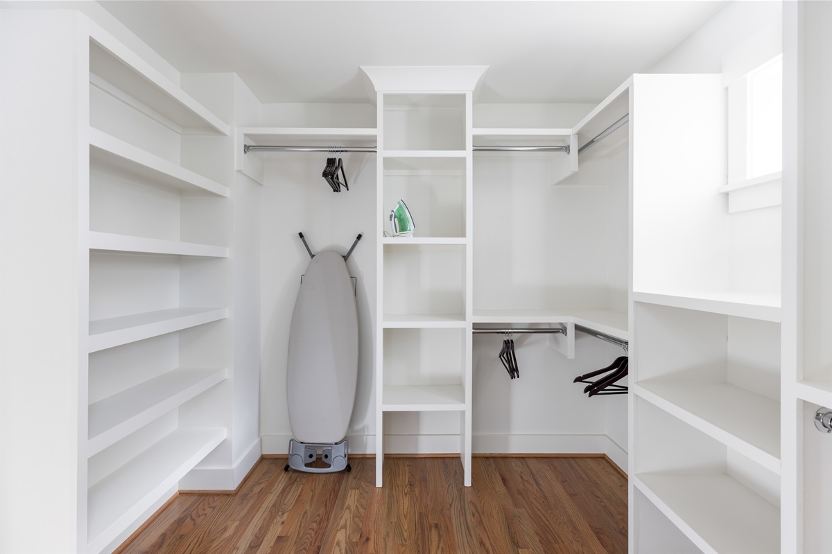 Laundry, huge closet, and iron/ironing board provided