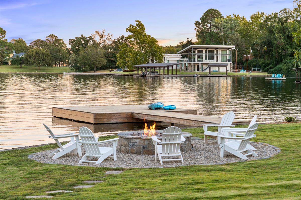 Lakeside lawn with private dock and relaxing waterfront setting.