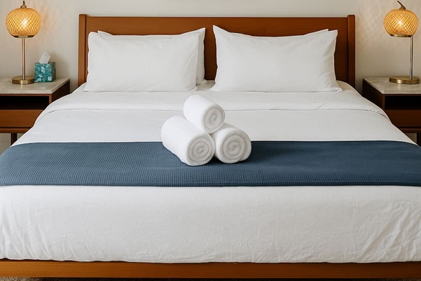 Bright, comfortable king bedroom with hotel-level comfort and peaceful rest.